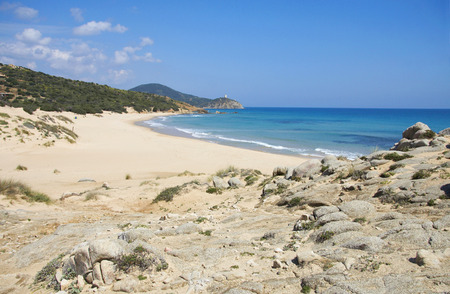 Chia beach with nobody, South coast of Sardinia, Italyの写真素材