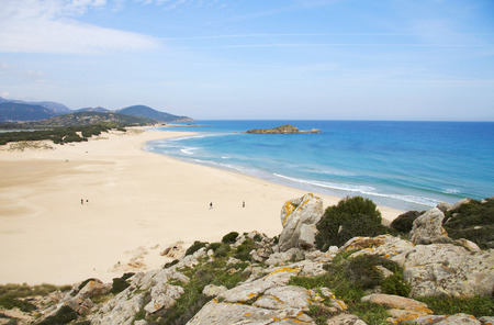 Su Giudeu beach in Chia, Sardinia, Italyの写真素材