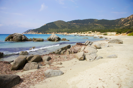 Capo Boi beach on South coast of Sardinia, Italyの写真素材