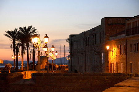 Alghero at sunset, North of Sardinia, Italyの写真素材