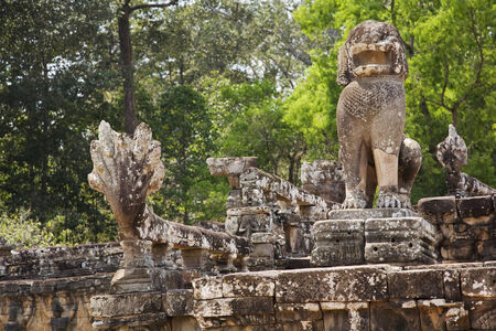 Elephant terrace in Angkor, Siem Reap, Cambodiaの写真素材