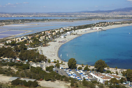 View of Poetto, Cagliari, Sardiniaの写真素材