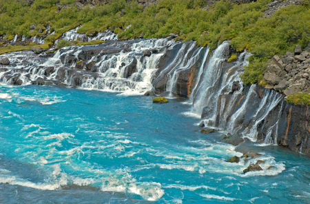 Hraunfossar, Borgarfjordur, Icelandの写真素材