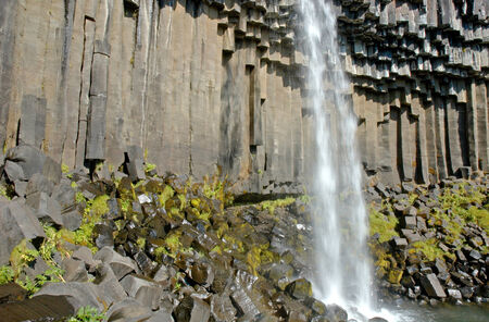 Svartifoss waterfall  in Skaftafell National Park, South Icelandの写真素材