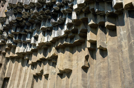 Rock's formations in Svartifoss waterfall, South Icelandの写真素材