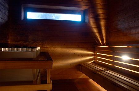 Wooden sauna in Swedenの写真素材