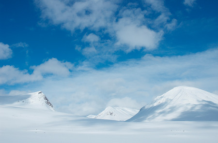 Snowy mountains in Kungsleden, Lapland, North of Swedenの写真素材