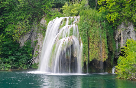 Waterfall in Plitvice lakes National Park, Croatiaの写真素材
