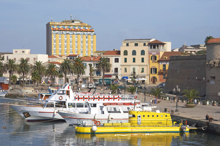 Alghero harbour, Sardinia, Italyのeditorial素材