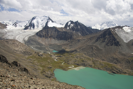 Mountains with snow in Kyrgyzstan close to Karakolの写真素材