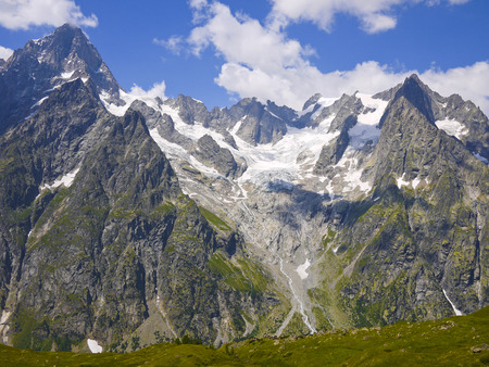The Mount Blanc from Val Ferret, Alps Mountains, Italyの写真素材
