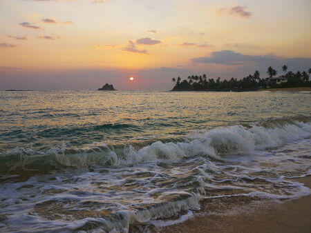 Midigama beach close to Mirissa at sunset, Sri Lankaの写真素材
