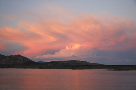 Isola Piana at sunset, Stintino, Sardinia, Italyの写真素材