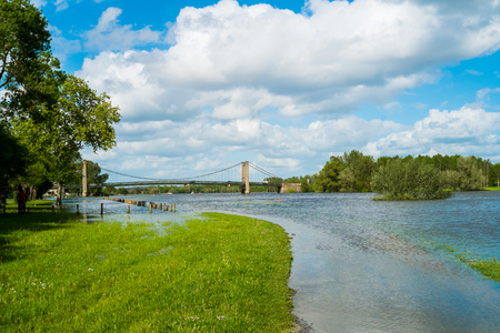 Loire river flood close to Angers, Franceの写真素材