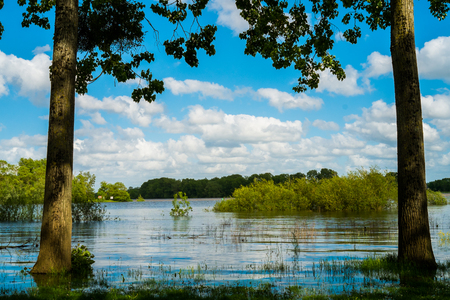 Loire river flood close to Angers, Franceの写真素材
