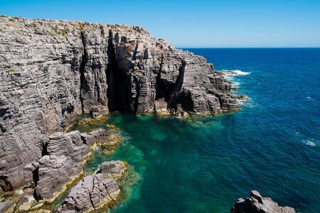 Mezzaluna cliffs in San Pietro island, Sardinia, Italyの写真素材