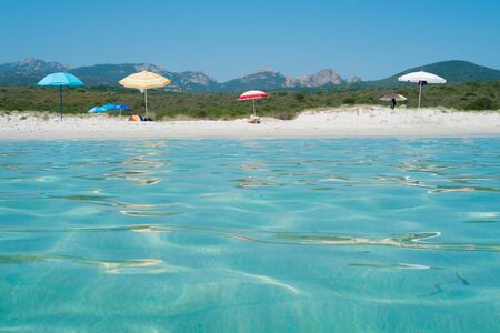 Rena Bianca beach on Emerald coast in North of Sardinia, Italyの写真素材