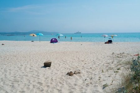 Rena Bianca beach on Emerald coast in North of Sardinia, Italyの写真素材