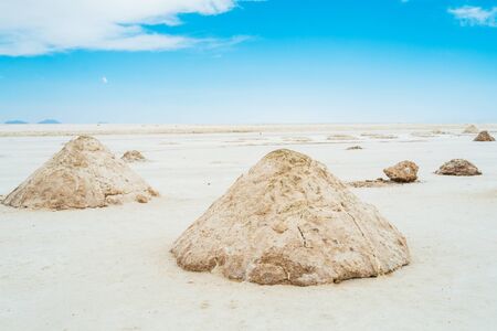 Salt in the salar the Uyuni salty lake, Boliviaの写真素材