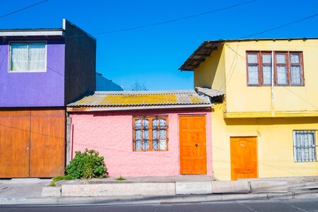 Colored houses in Coquimbo, Chileの写真素材