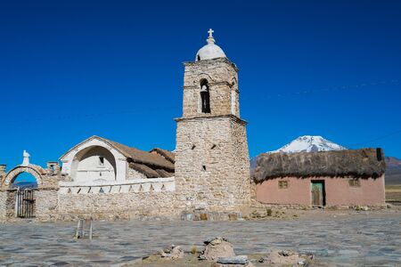 Church of Sajama in Sajama National Park, Boliviaの写真素材