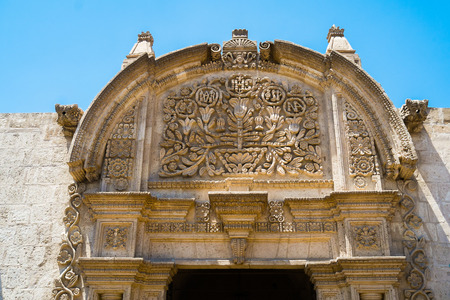 Typical colonial building in Arequipa downtown, Peruの写真素材