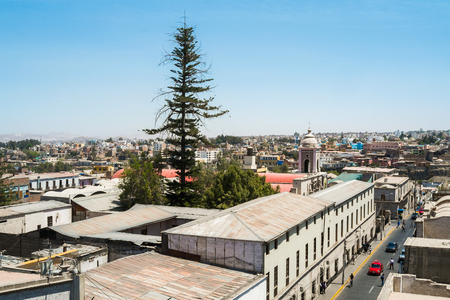 View of Arequipa downtown from the Cathedral, Peruの写真素材
