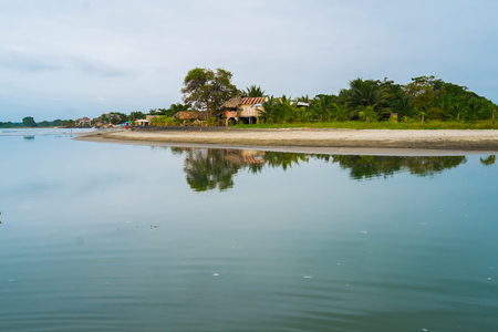 Beach of Mompiche at sunset, Ecuadorの写真素材