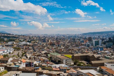 Aerial view of Quito From La Basilica church, Ecuadorの写真素材