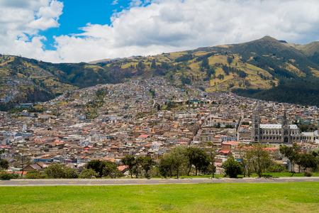 Aerial view of Quito downtown, Ecuadorの写真素材