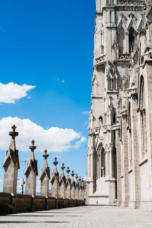 Architecture detail of the Basilica church in Quito, Ecuadorの写真素材