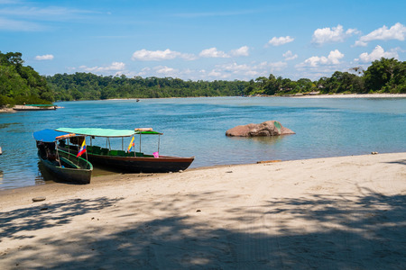 Beach of Misahualli on Rio Napo, Amazon, Ecuadorの写真素材