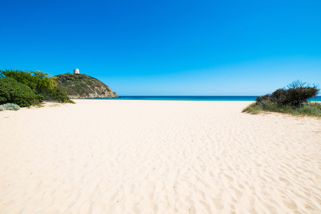 Chia beach in south of Sardinia, Italyの写真素材