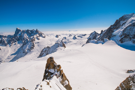 View of Mont Blanc massif from Aiguille du Midi, Chamonix, Franceの写真素材