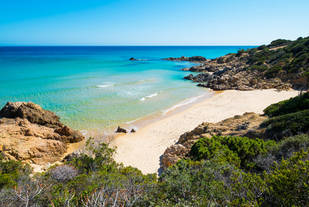 Chia beach in south of Sardinia, Italyの写真素材