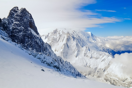 View of Mont Blanc from Grand Montets, Argentiere, Franceの写真素材