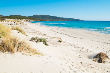 Porto Pino beach in Sant'Anna Arresi, south coast of Sardinia, Italyの写真素材