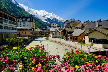 Chamonix downtown in summer, Franceの写真素材