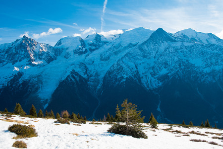 View of Mont Blanc from Aiguillette des Houches, Chamonix, Franceの写真素材