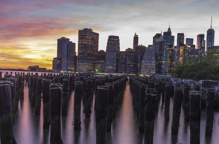 New York during sunsetの写真素材