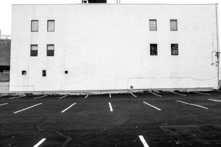 Black and white parking lotの写真素材