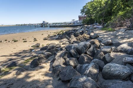 Rock on the shoreの写真素材