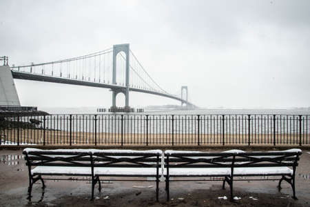 A view of a bridge during winter
