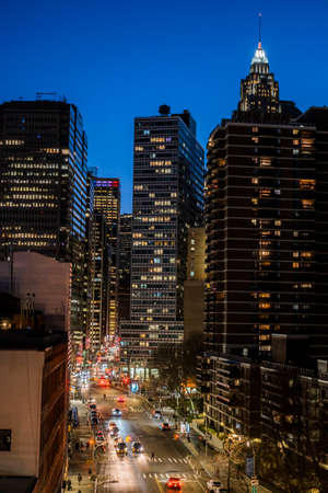 Buildings at nightの写真素材