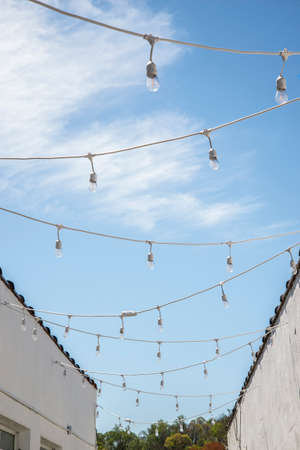 Outdoor string lightsの写真素材