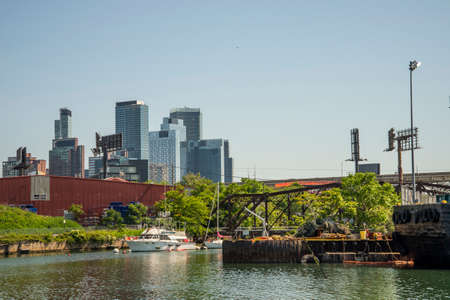 View of Boston Harbor and Boston Skylineの写真素材