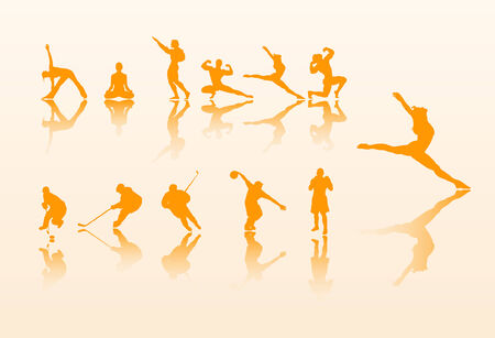 Silhouettes of people. Sport and fitnessのイラスト素材