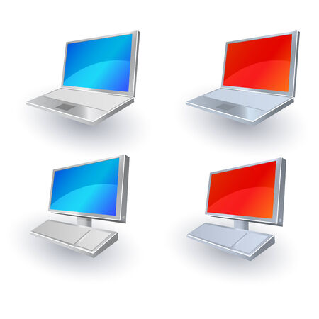 Set of 4 vector web icons  monitor and laptopのイラスト素材