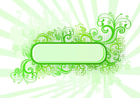 Vector illustration of green frame with floral patternsのイラスト素材