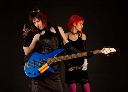 Heavy metal style girls, focus on the first oneの写真素材